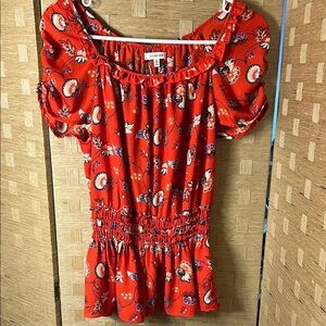 Max Studio Red Floral Blouse